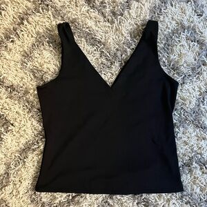 Express Black V-Neck Body Contour Top
